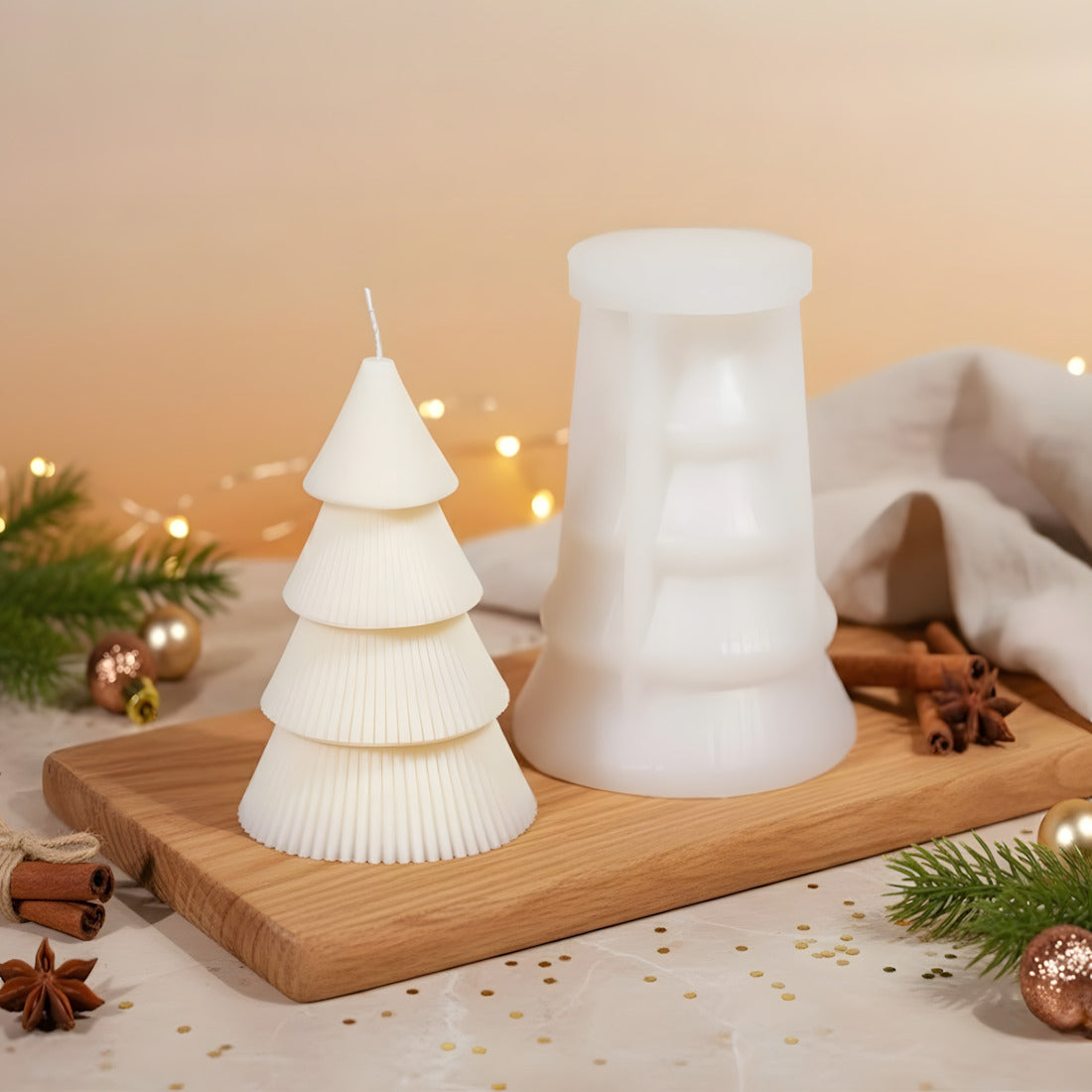 Moule bougie Sapin de Noël - Silicone pour fabrication artisanale bougie cire DIY Terre de Bougies