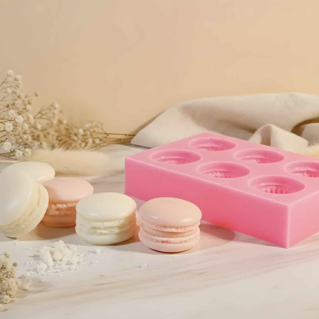 Moule fondant Macaron - Silicone pour fabrication artisanale fondant cire DIY Terre de Bougies