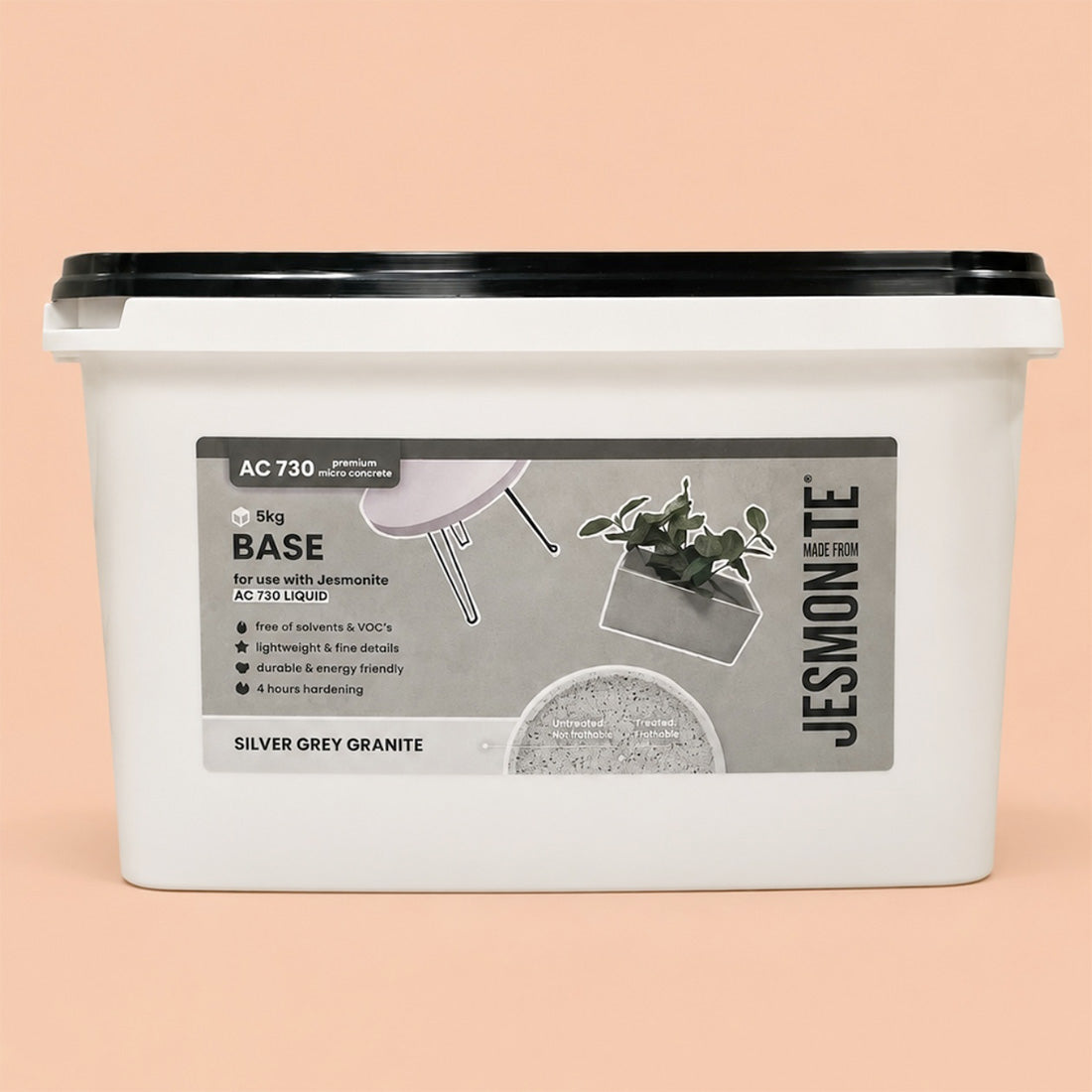 Seau de 5 kg de base Jesmonite AC730 teinte silver grey