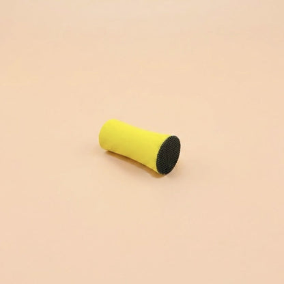 Bloc de ponçage jaune de 25 mm de diamètre, vu couché