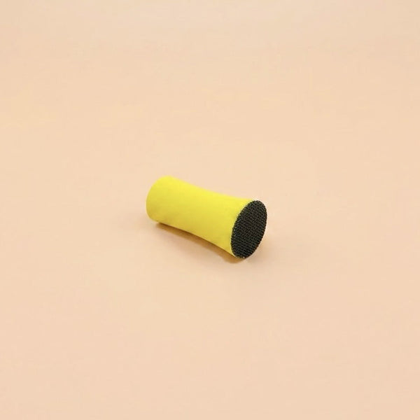 Bloc de ponçage jaune de 25 mm de diamètre, vu couché