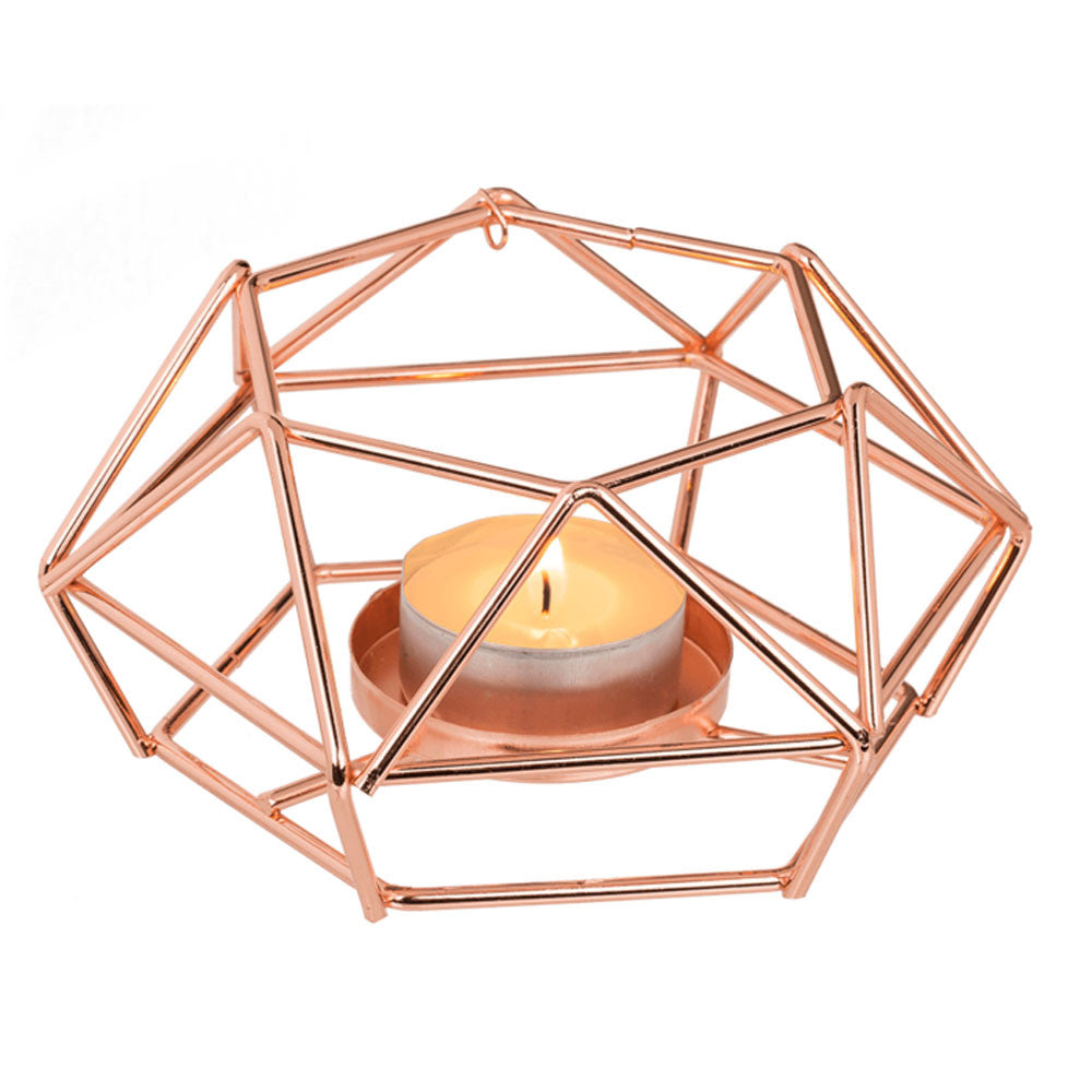 Brûle-parfum Fractal Rose Gold vu de dessus, bougie chauffe-plat au centre
