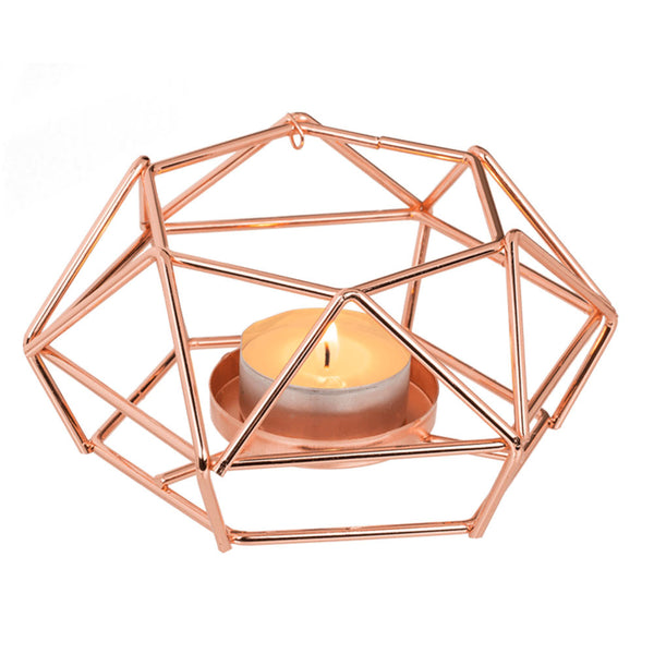 Brûle-parfum Fractal Rose Gold vu de dessus, bougie chauffe-plat au centre