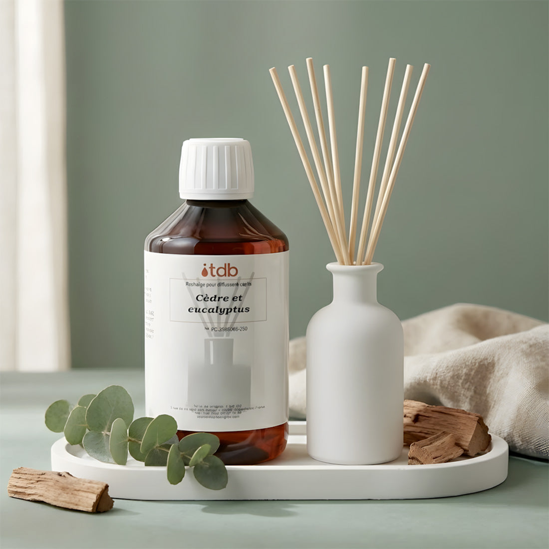 Cèdre et eucalyptus - Recharge pour diffuseur recharge parfum pour diffuseur d'ambiance flacon Terre de Bougies