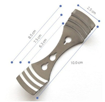 Schéma coté du centreur de mèche multi-diamètre : 10 cm de long, 2,5 cm de large