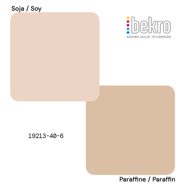 Nuancier Bekro du colorant beige pour bougies, deux carrés de teinte paraffine
