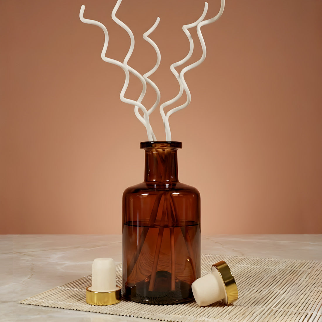 Flacon diffuseur Aura ambré - 220 ml détail vue alternative artisanat fabrication maison Terre de Bougies