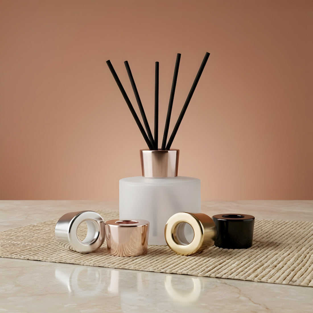 Diffusore capillare Karma bianco opaco - flacone da 100 ml dettaglio vista alternativa artigianato fabbricazione Terre de Bougies
