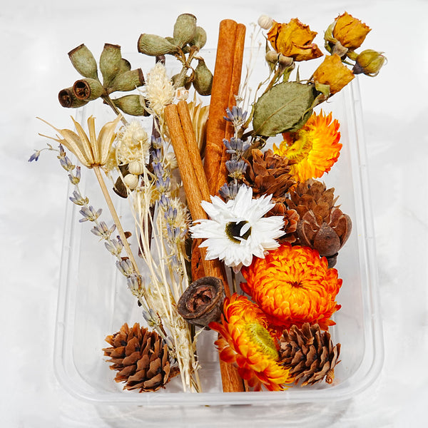 Fleurs séchées - Bouquet épicé détail vue alternative artisanat fabrication Terre de Bougies