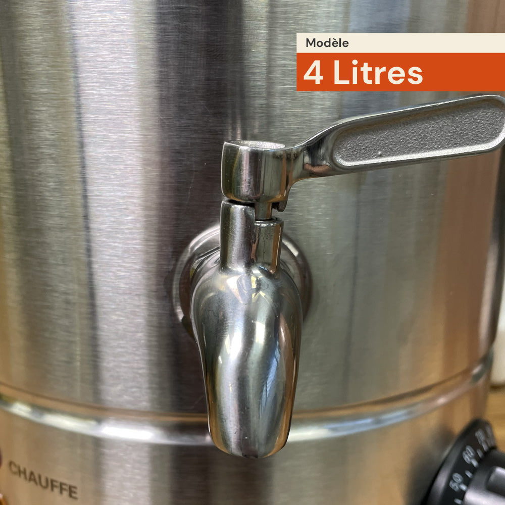 Gros plan sur le robinet de la machine de fonte 4 litres