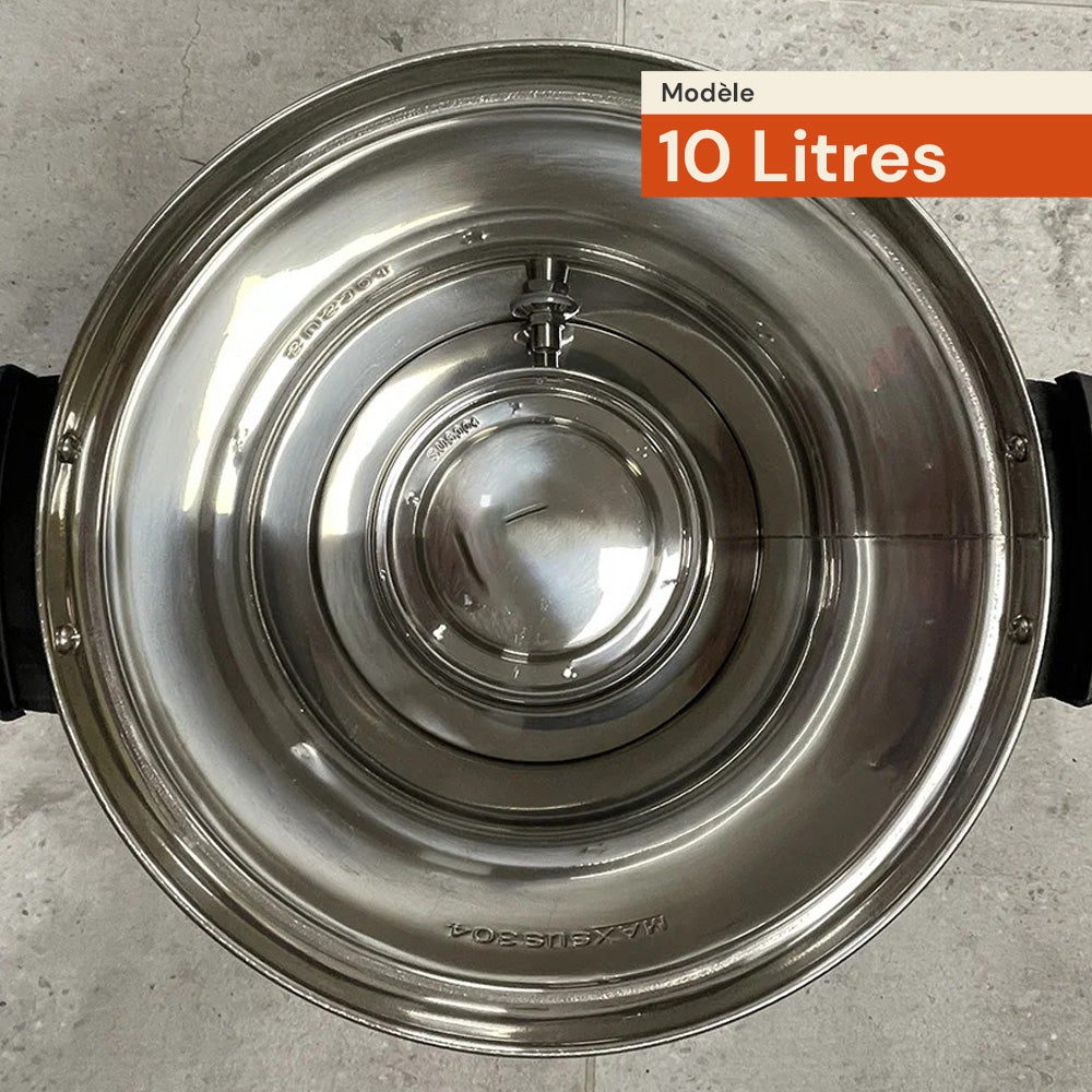 Cuve intérieure en inox de la machine de fonte 10 litres, vue de dessus