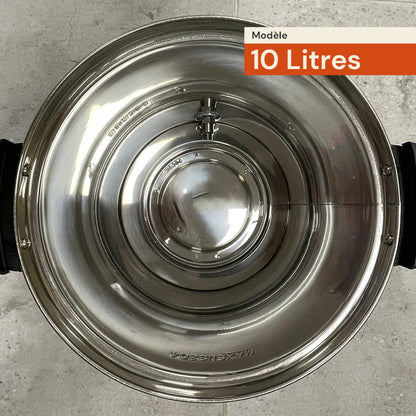 Cuve intérieure en inox de la machine de fonte 10 litres, vue de dessus