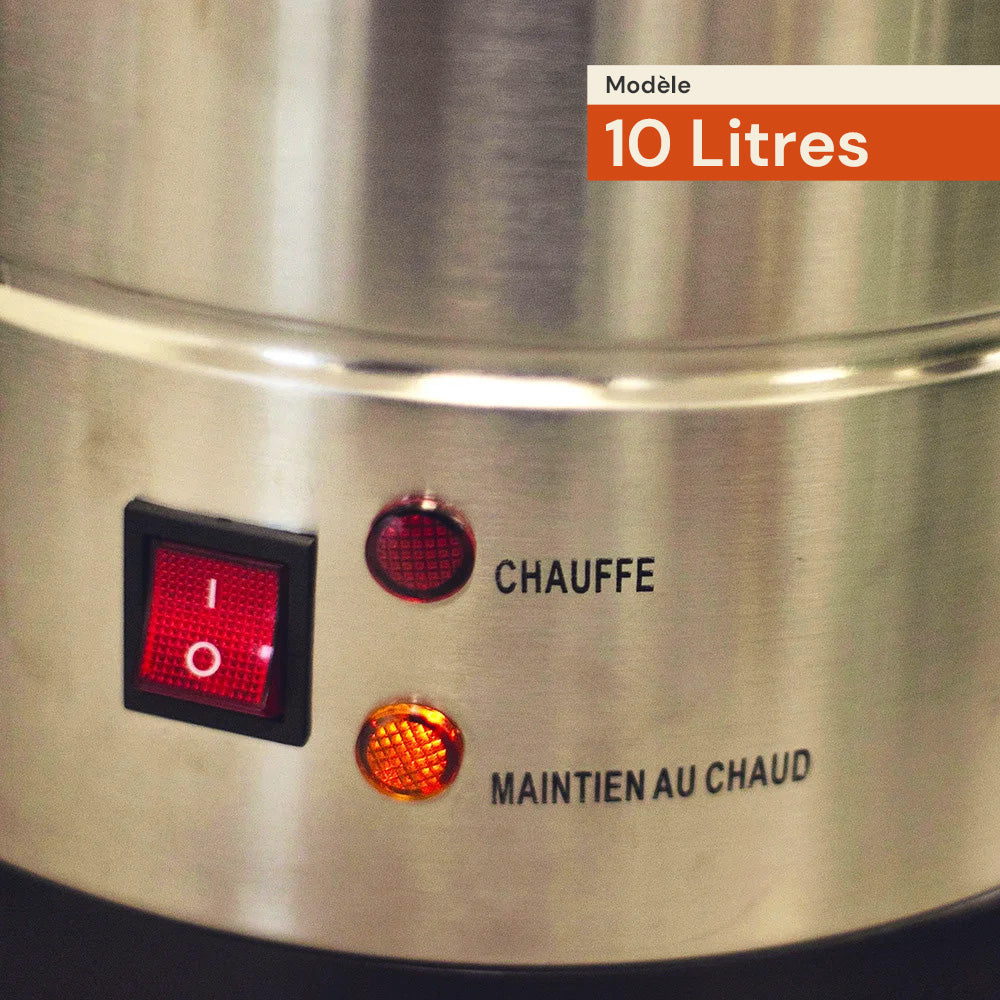 Panneau de commande de la machine de fonte : voyants chauffe et maintien au chaud