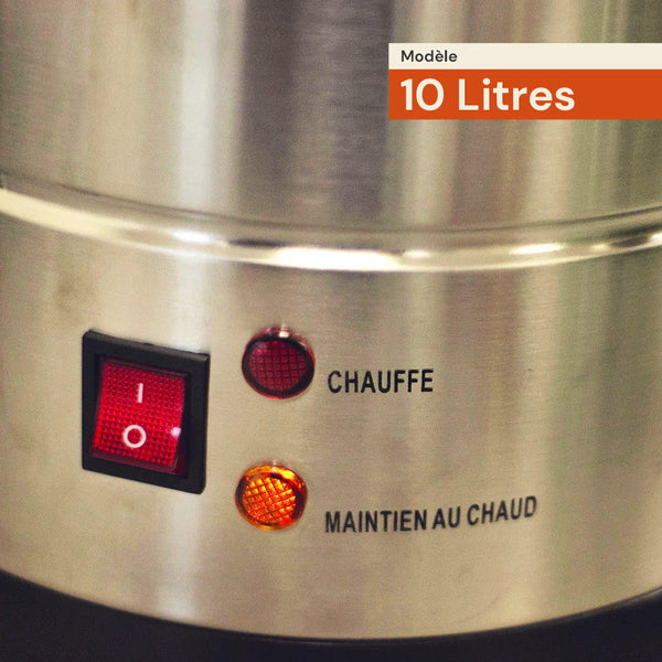 Panneau de commande de la machine de fonte : voyants chauffe et maintien au chaud