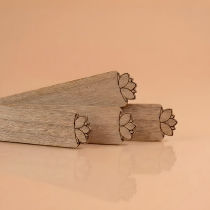 Fleur de lotus - Mèches en bois pour Bougies détail vue alternative artisanat fabrication Terre de Bougies