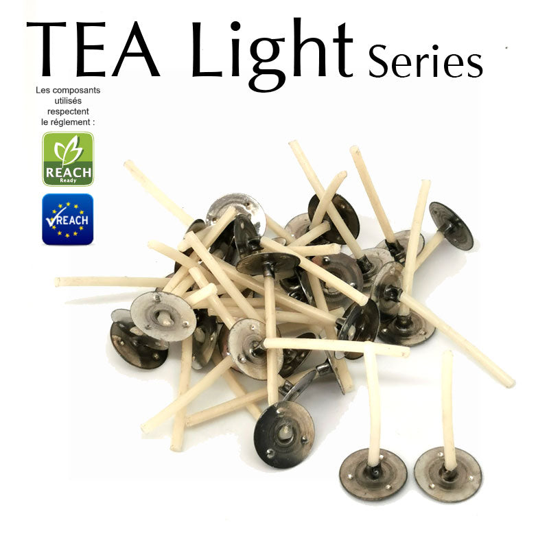 Mechas enceradas TEA LIGHT para calentar la vajilla detalle vista alternativa artesanía Terre de Bougies