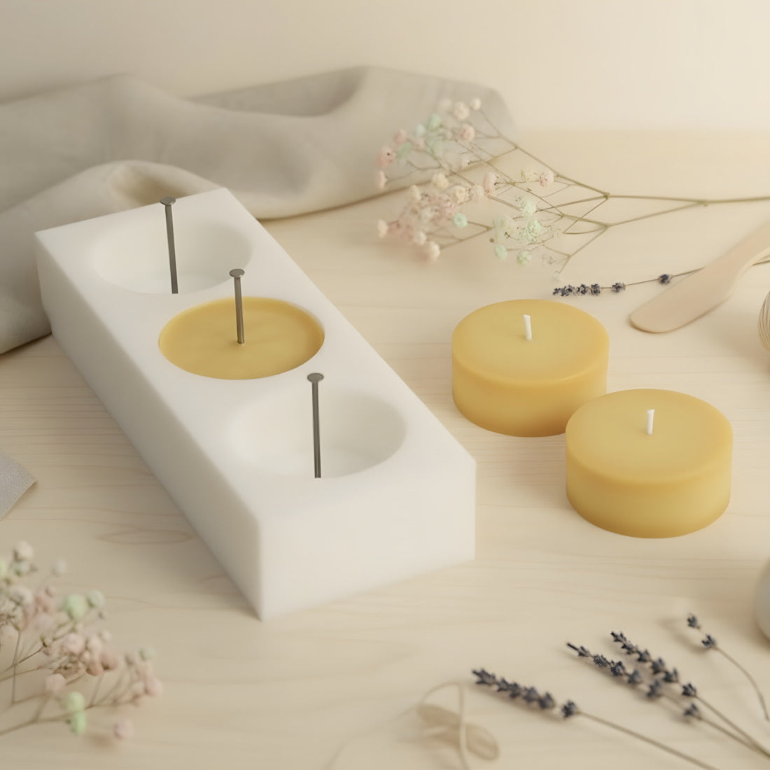 Molde de silicona - 3 Planchas grandes para fabricación artesanal vela tealight cera DIY Terre de Bougies
