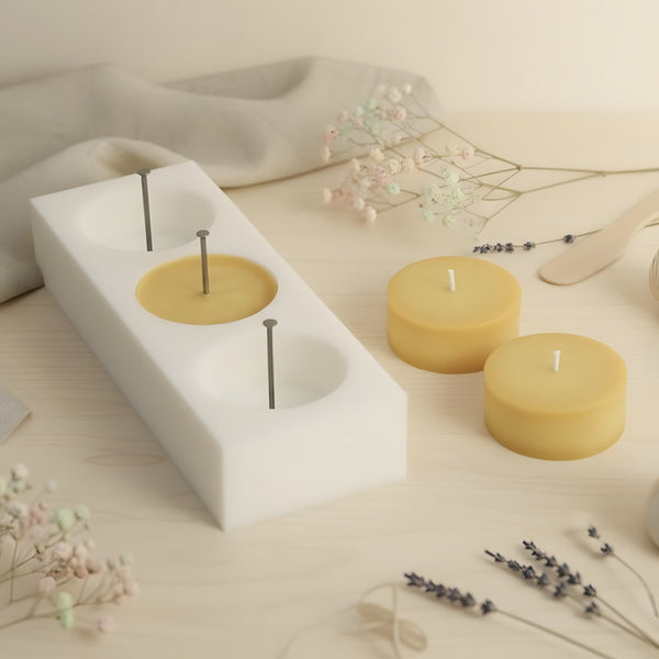 Molde de silicona - 3 Planchas grandes para fabricación artesanal vela tealight cera DIY Terre de Bougies