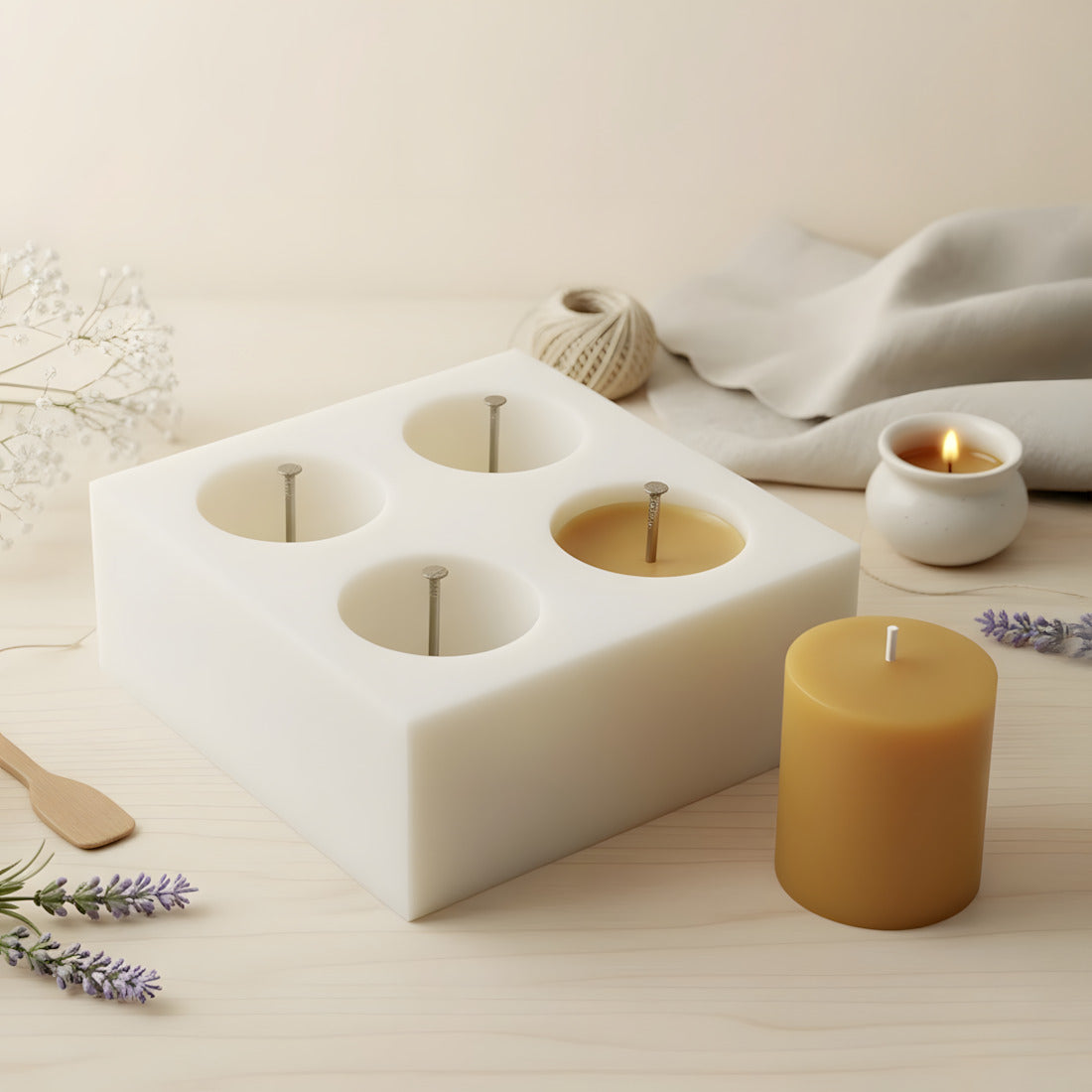 Moule en silicone - 4 Bougies votives pour fabrication artisanale bougie cire DIY Terre de Bougies