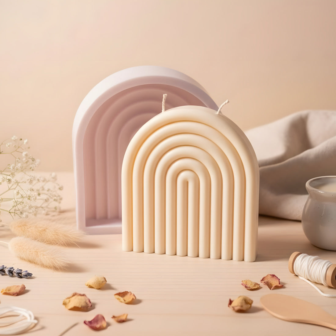 Moule design Arc-en-ciel grand - Silicone pour fabrication artisanale bougie cire DIY Terre de Bougies