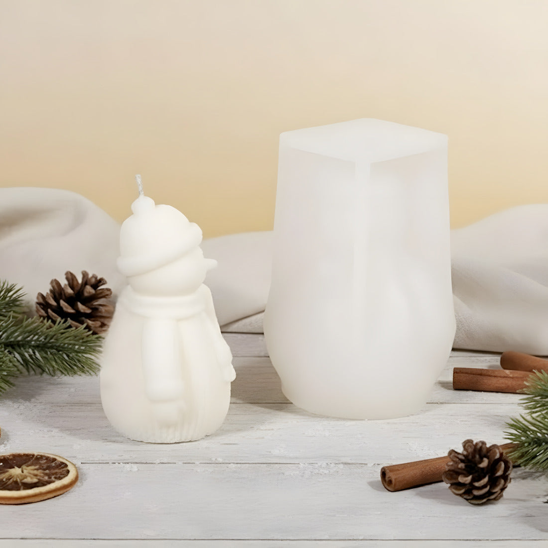 Molde para velas muñeco de nieve - Silicona detalle textura molde silicona artesanía Terre de Bougies