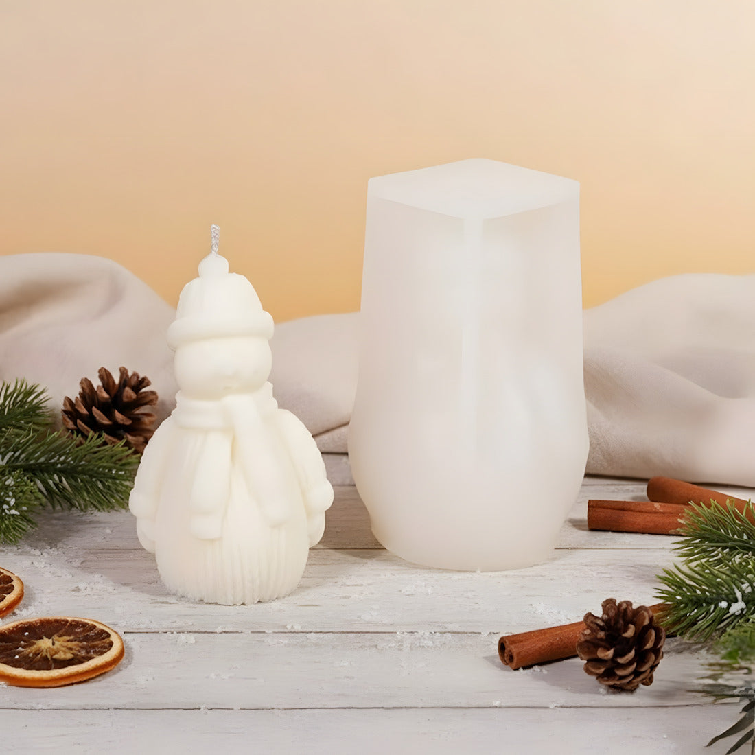 Molde para velas muñeco de nieve - Silicona para fabricación artesanal vela cera DIY Terre de Bougies