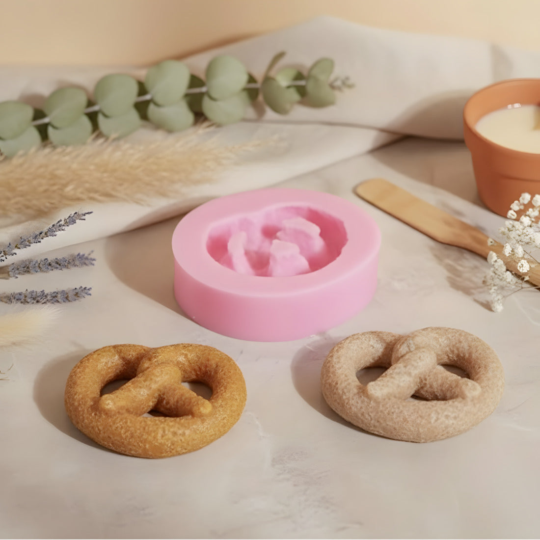 Molde para decorar pretzels - Silicona para fabricación artesanal decoración cera DIY Terre de Bougies
