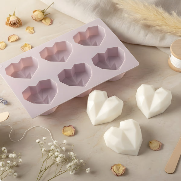 Moule design Coeur graphique - Silicone pour fabrication artisanale bougie cire DIY Terre de Bougies