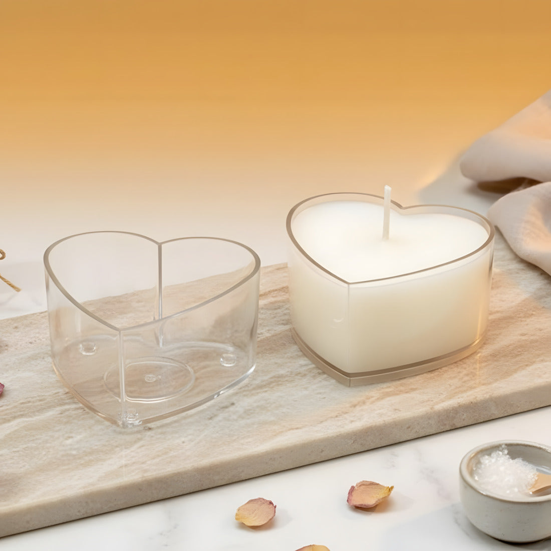 Heart warmer mold for handmade tealight wax DIY Terre de Bougies