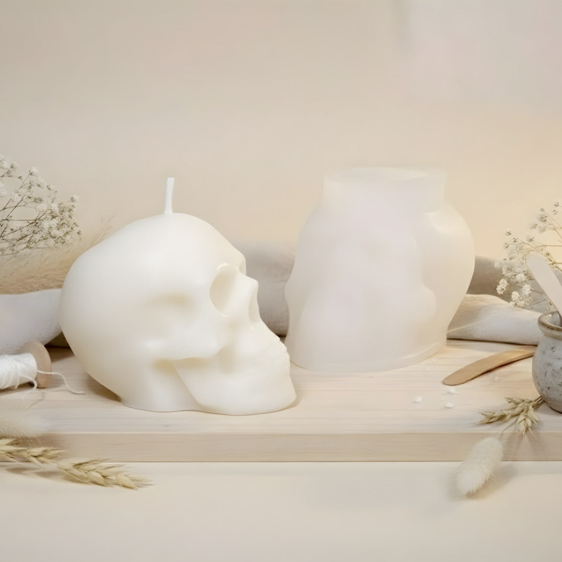 Skull Candle Mold - Silicone detail texture silicone mould handmade craft Terre de Bougies