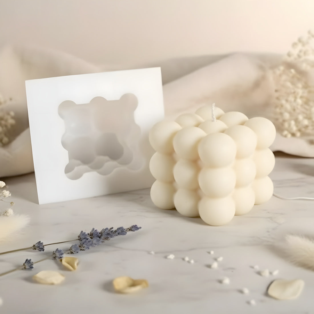 Moule design Cube - Silicone pour fabrication artisanale bougie cire DIY Terre de Bougies