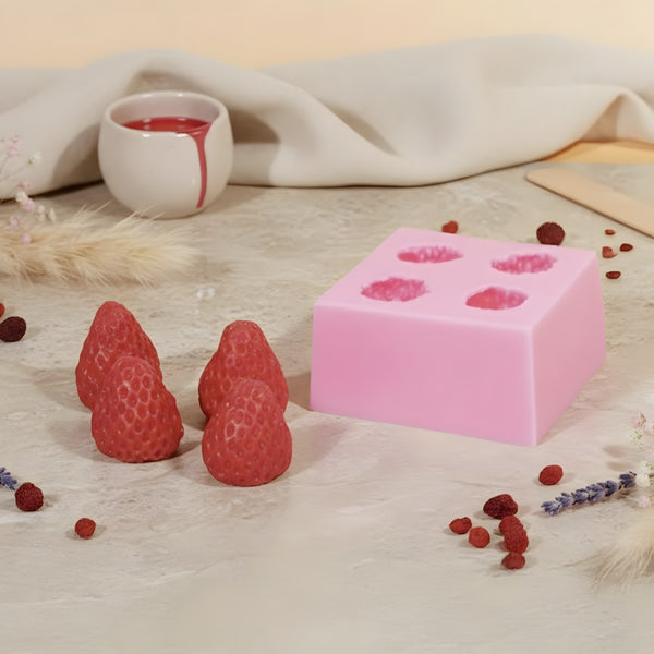 Moule décoration Fraises - Silicone pour fabrication artisanale décoration cire DIY Terre de Bougies