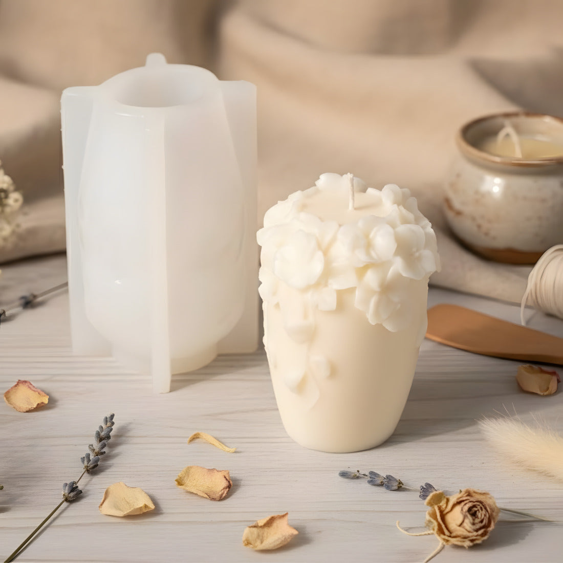 Moule design Lianes florales - Silicone pour fabrication artisanale bougie cire DIY Terre de Bougies
