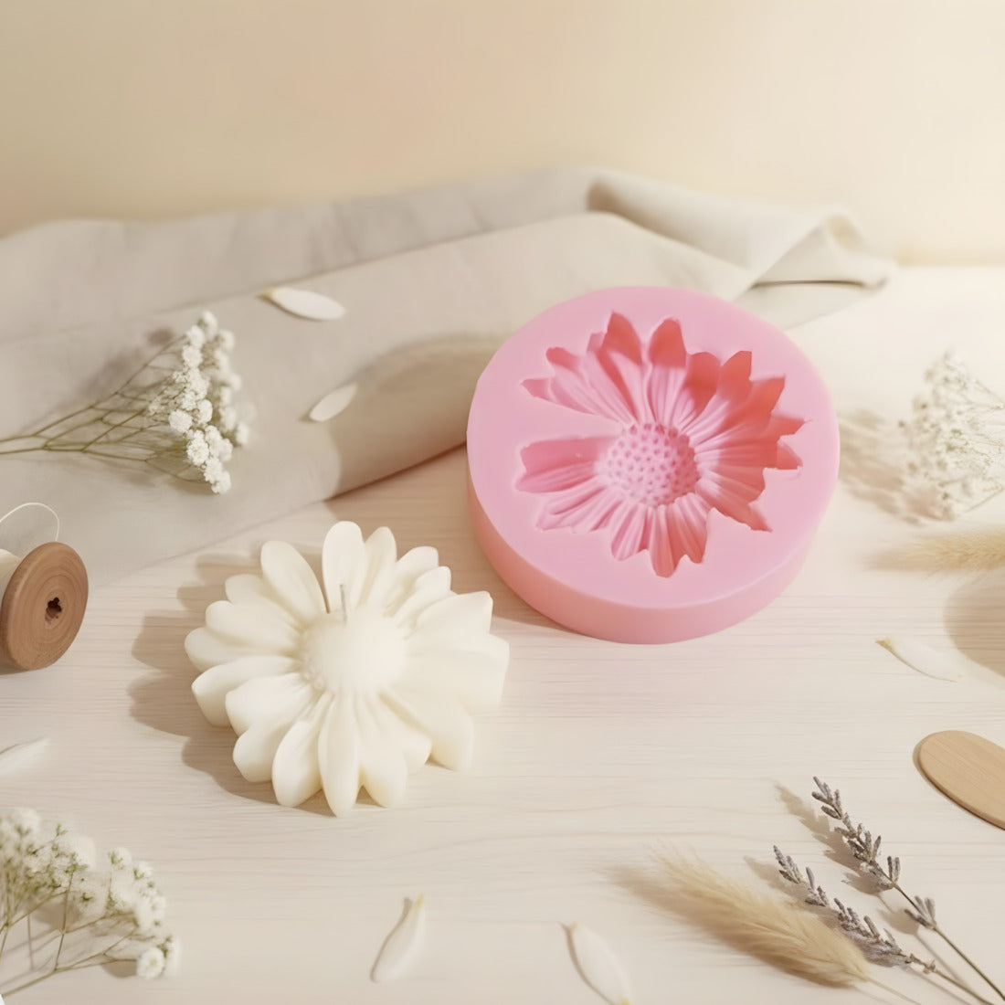 Moule bougie Marguerite - Silicone pour fabrication artisanale bougie cire DIY Terre de Bougies