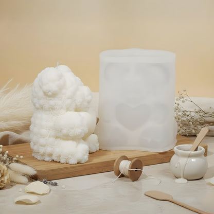 Moule bougie Ours coeur - Silicone détail texture moule silicone artisanat Terre de Bougies