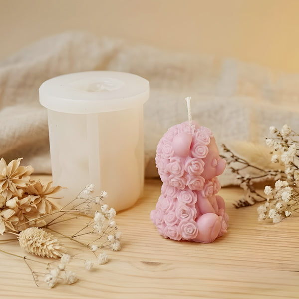 Moule bougie Ours roses - Silicone détail texture moule silicone artisanat Terre de Bougies