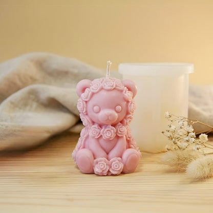 Moule bougie Ours roses - Silicone pour fabrication artisanale bougie cire DIY Terre de Bougies