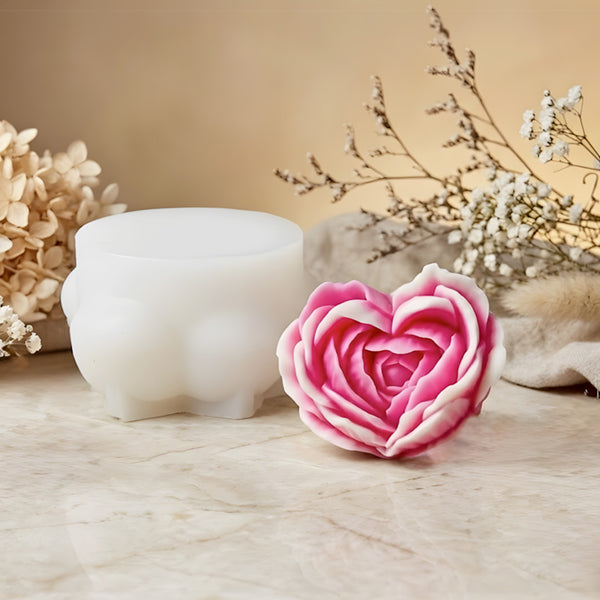 Stampo per candela Rosa a cuore - Silicone per fabbricazione artigianale candela cera DIY Terre de Bougies