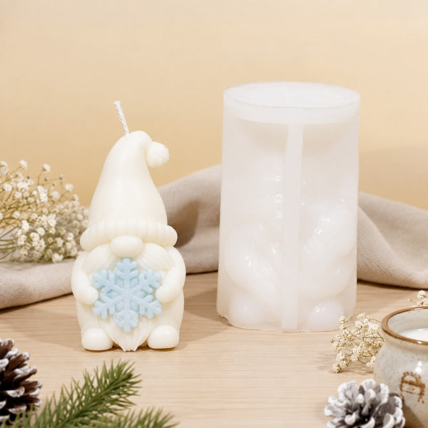 Moule bougie Lutin de Noël avec flocon - Silicone pour fabrication artisanale bougie cire DIY Terre de Bougies