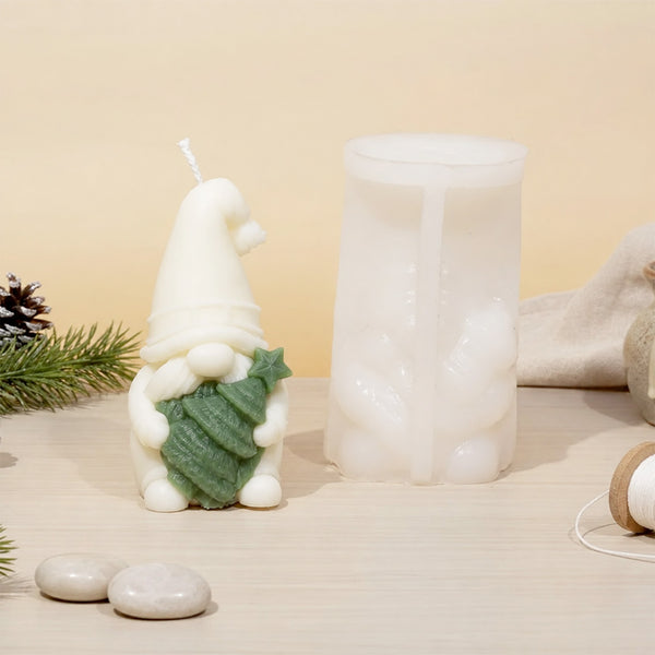 Moule bougie Lutin de Noël avec sapin - Silicone pour fabrication artisanale bougie cire DIY Terre de Bougies