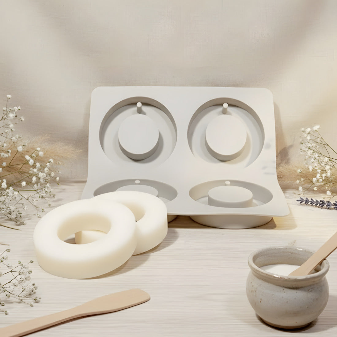 Hollow round suspension mold - Silicone for handmade hanging wax wax DIY Terre de Bougies