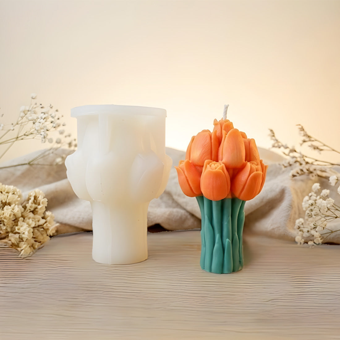 Kerzenform Tulpen aus Silikon für handgemachte Kerzen-Wachsherstellung DIY Terre de Bougies