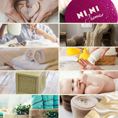 Planche d'ambiance du Pack de 10 parfums thématiques de Grasse : soins, linge, savon de Marseille et douceur pour bébé