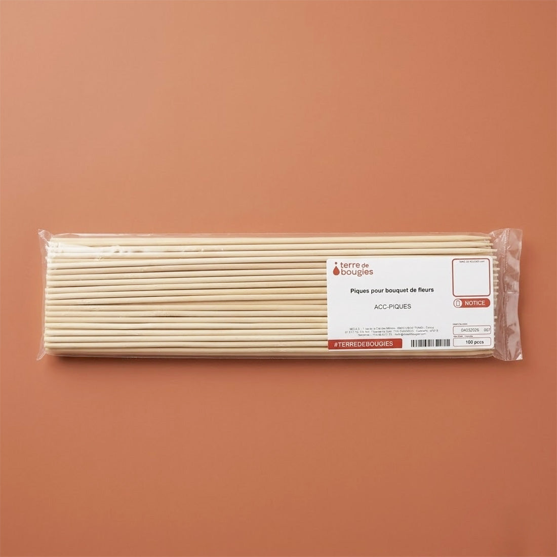 Piques pour bouquet de fleurs - Lot de 100 détail vue alternative artisanat fabrication Terre de Bougies
