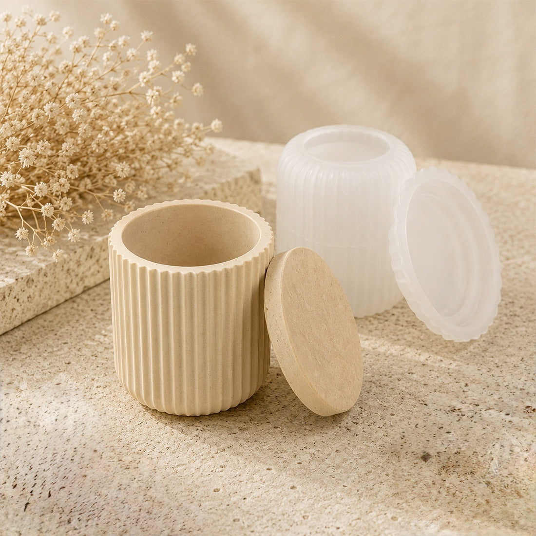 Moule Pot strié S pour créations Jesmonite - Silicone