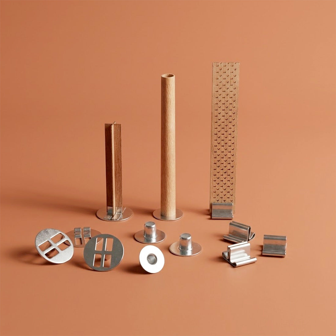 Socles pour mèches en bois kit accessoire fabrication bougie maison DIY Terre de Bougies