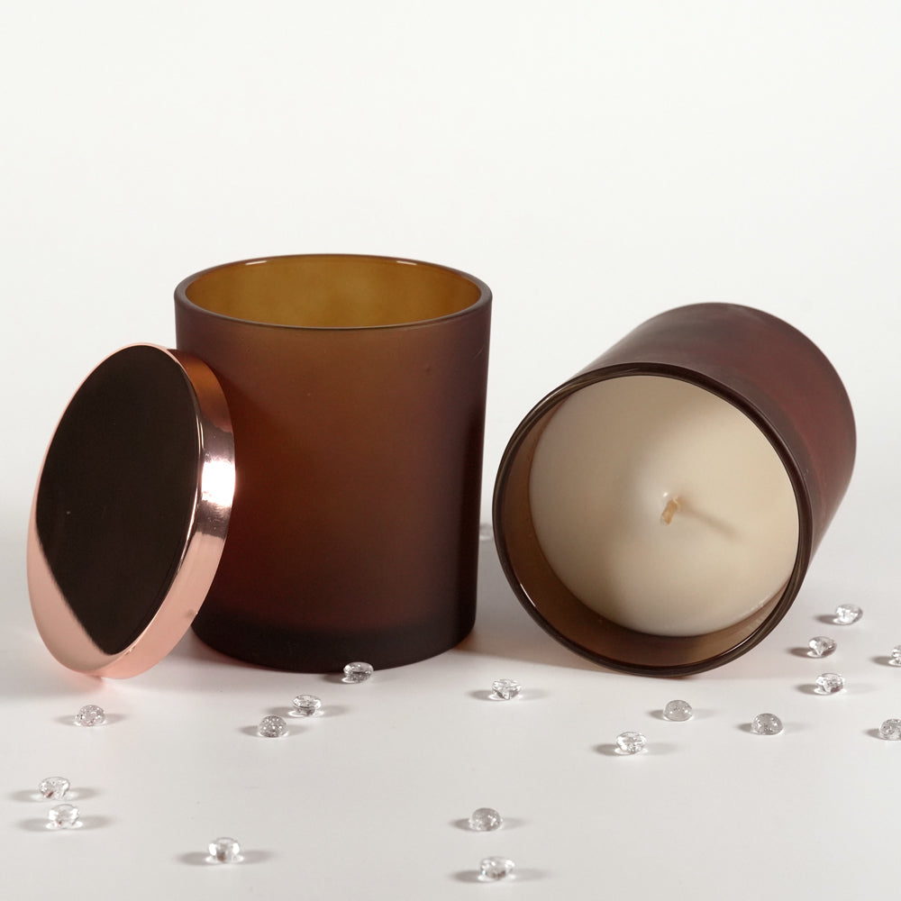 Verre bougie Ambré givré - 300 ml détail vue alternative artisanat fabrication maison Terre de Bougies