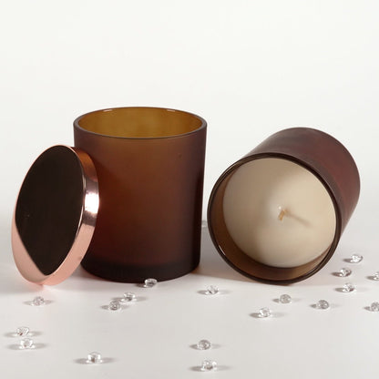 Verre bougie Ambré givré - 300 ml détail vue alternative artisanat fabrication maison Terre de Bougies