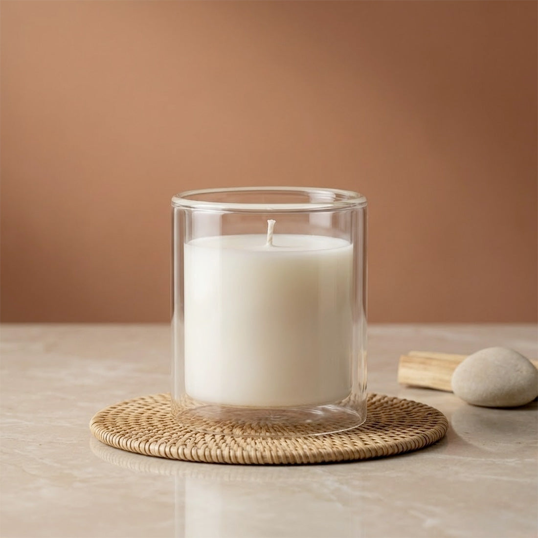 Verre bougie Transparent double paroi - 400 ml détail vue alternative artisanat fabrication maison Terre de Bougies