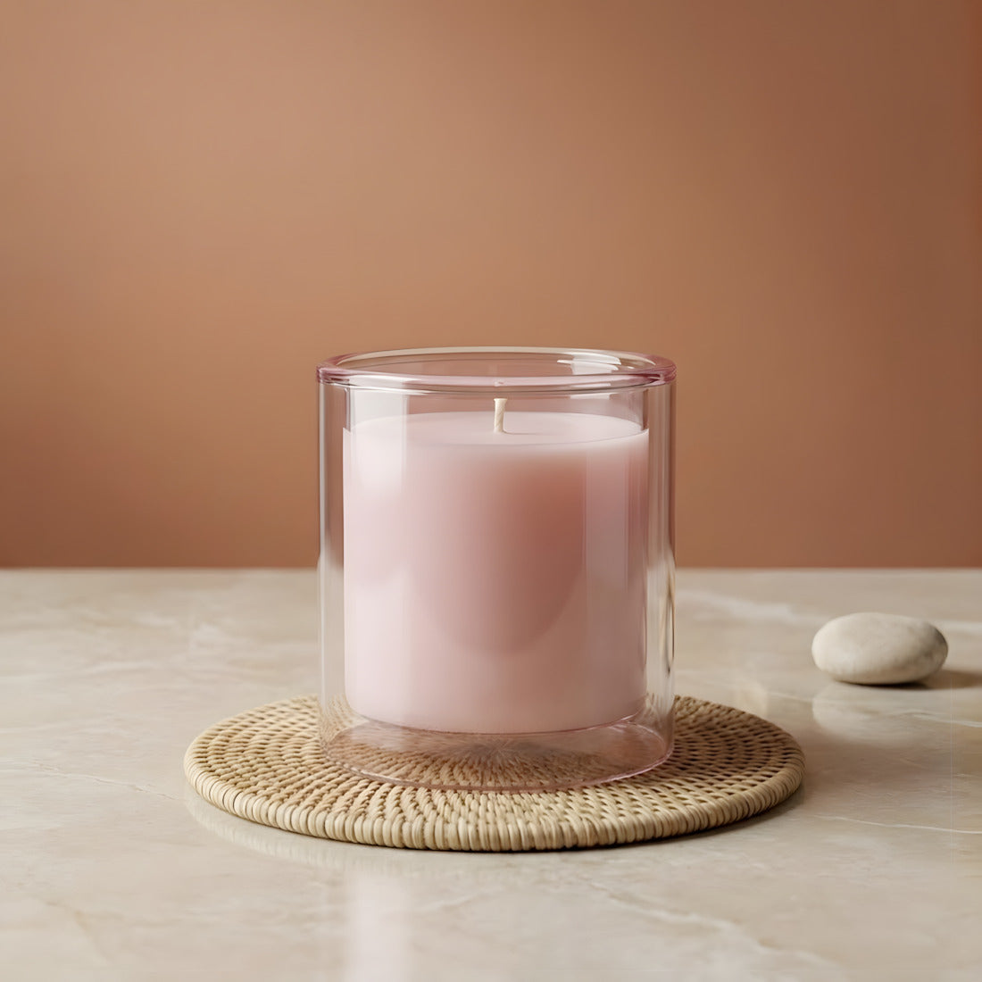 Verre bougie Violet Transparent double paroi - 400 ml détail vue alternative artisanat fabrication maison Terre de Bougies